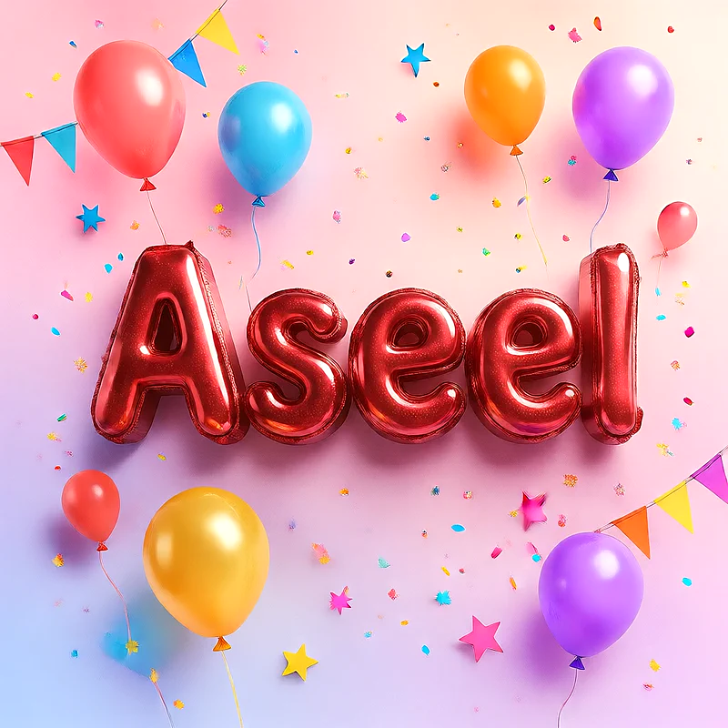 اجمل صور لاسم أسيل على شكل بالونات لعيد الميلاد | صورة احتفالية مميزة