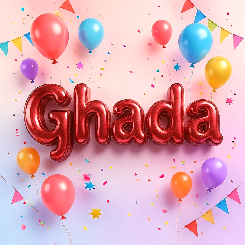 اجمل صور لاسم غادة على شكل بالونات لعيد الميلاد | صورة احتفالية مميزة