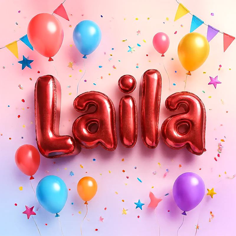 اجمل صور لاسم ليلى على شكل بالونات لعيد الميلاد | صورة احتفالية مميزة