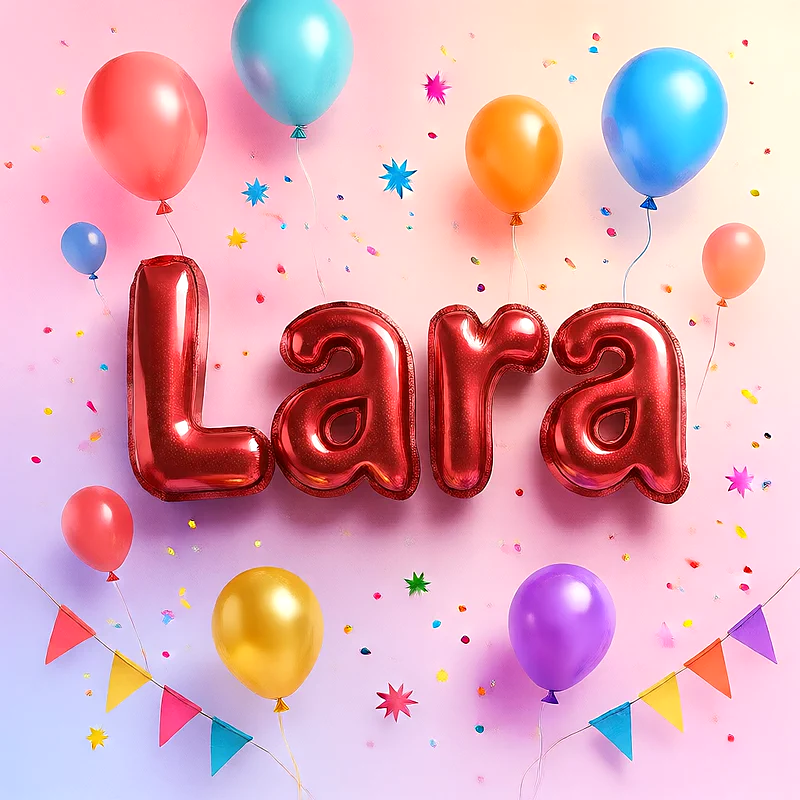 اجمل صور لاسم لارا على شكل بالونات لعيد الميلاد | صورة احتفالية مميزة