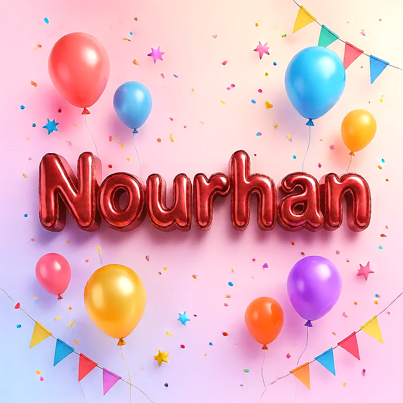 اجمل صور لاسم نورهان على شكل بالونات لعيد الميلاد | صورة احتفالية مميزة