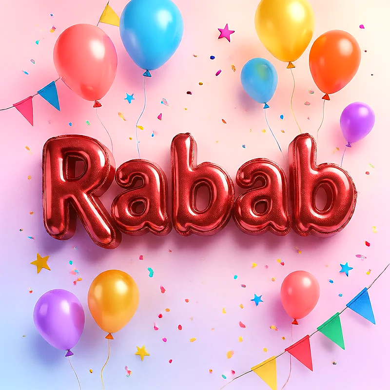 اجمل صور لاسم رباب على شكل بالونات لعيد الميلاد | صورة احتفالية مميزة
