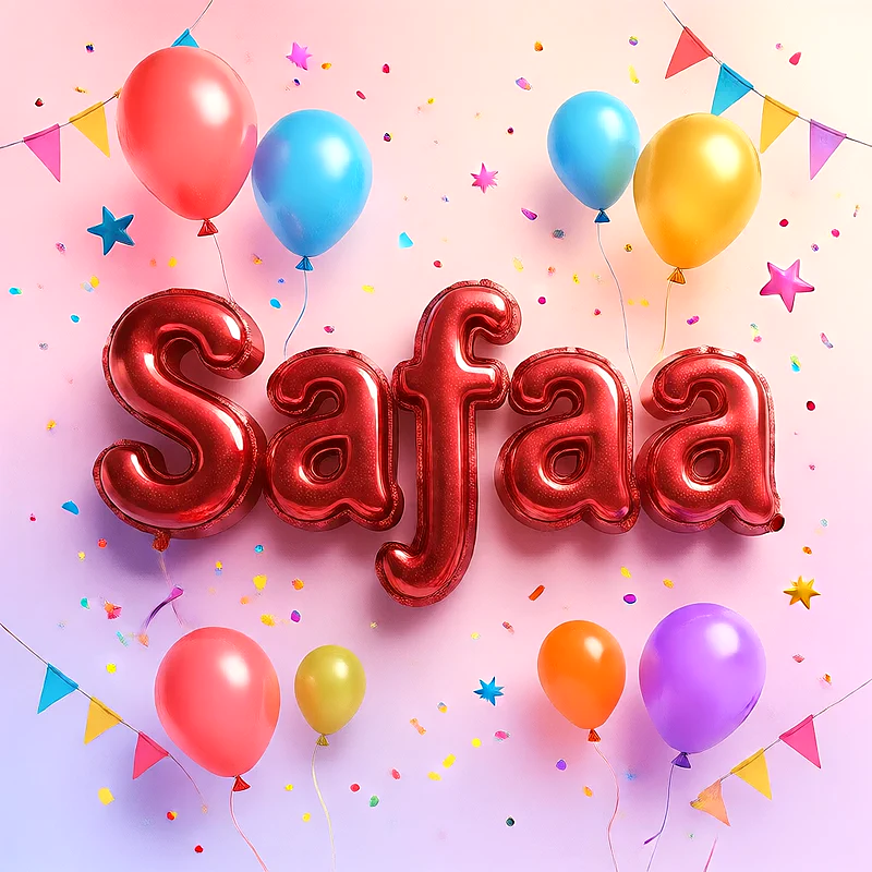 اجمل صور لاسم صفاء على شكل بالونات لعيد الميلاد | صورة احتفالية مميزة