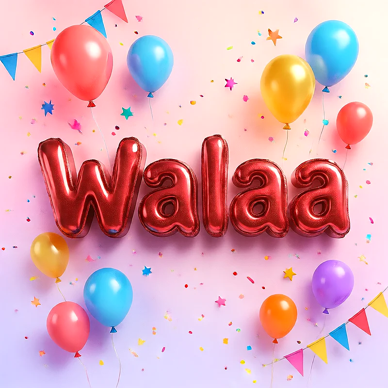 اجمل صور لاسم ولاء على شكل بالونات لعيد الميلاد | صورة احتفالية مميزة