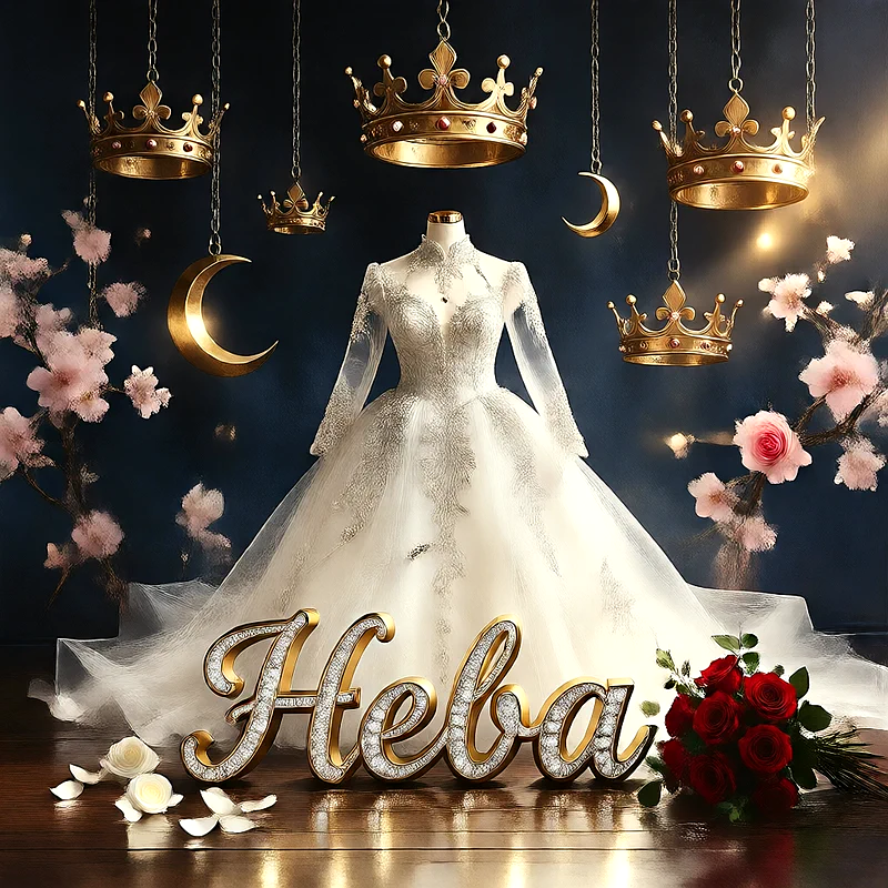 تحميل صورة فستان فرح باسم هبة للعروسة للفيسبوك والواتساب