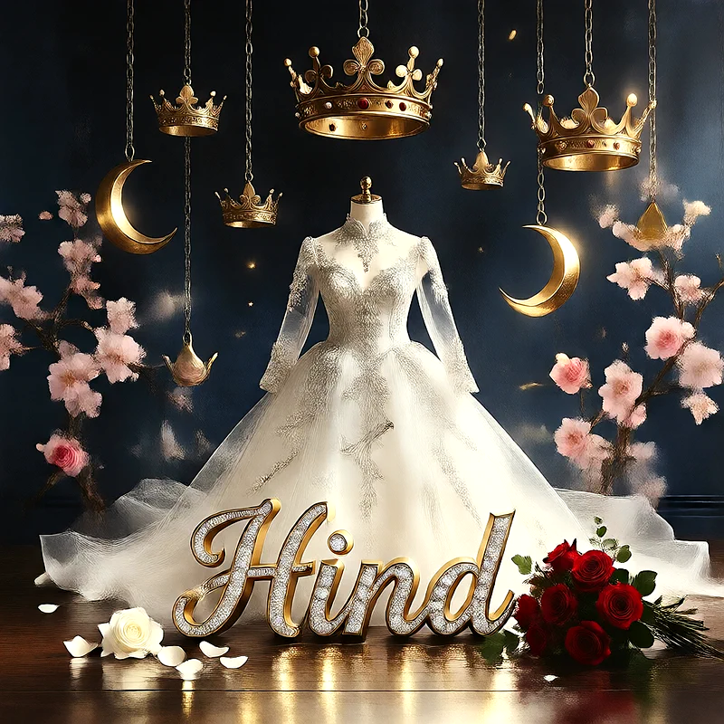 تحميل صورة فستان فرح باسم هند للعروسة للفيسبوك والواتساب