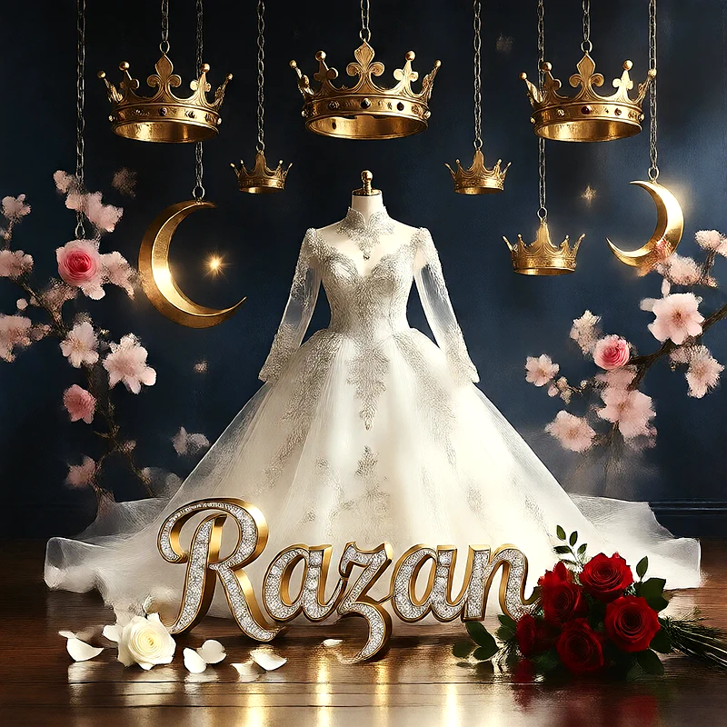 تحميل صورة فستان فرح باسم رزان للعروسة للفيسبوك والواتساب