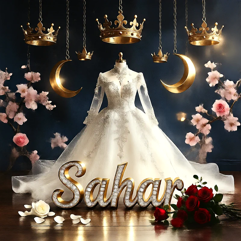 تحميل صورة فستان فرح باسم سحر للعروسة للفيسبوك والواتساب