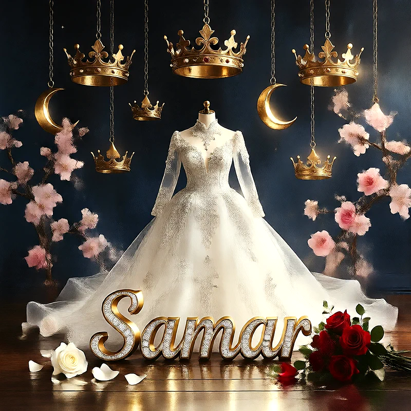 تحميل صورة فستان فرح باسم سمر للعروسة للفيسبوك والواتساب