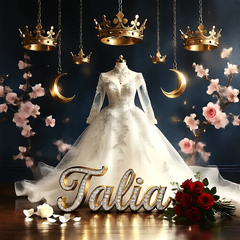 تحميل صورة فستان فرح باسم تالية للعروسة للفيسبوك والواتساب