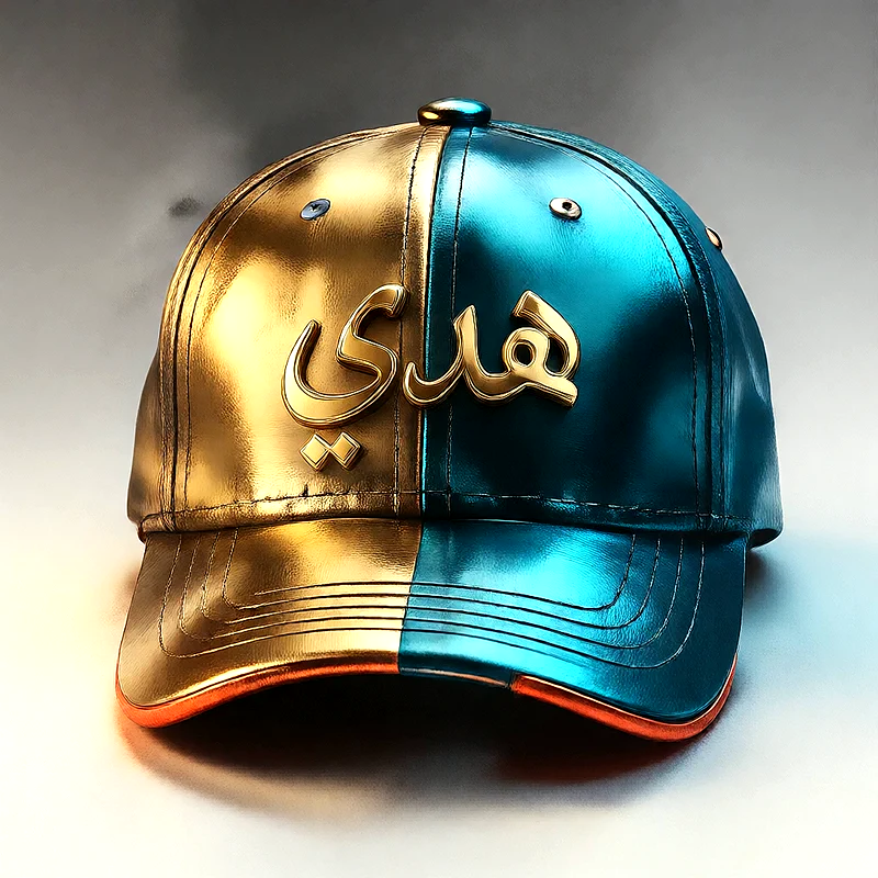 صورة اسم هدى على كاب ذهبي وأزرق فاخر | تصميم 3D احترافي للفيسبوك والواتساب
