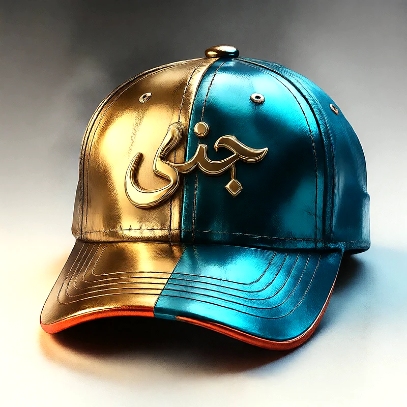 صورة اسم جنى على كاب ذهبي وأزرق فاخر | تصميم 3D احترافي للفيسبوك والواتساب