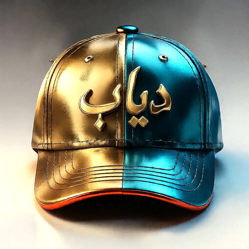 صورة اسم دياب على كاب ذهبي وأزرق فاخر | تصميم 3D احترافي للفيسبوك والواتساب
