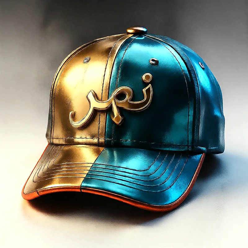 صورة اسم نصر على كاب ذهبي وأزرق فاخر | تصميم 3D احترافي للفيسبوك والواتساب