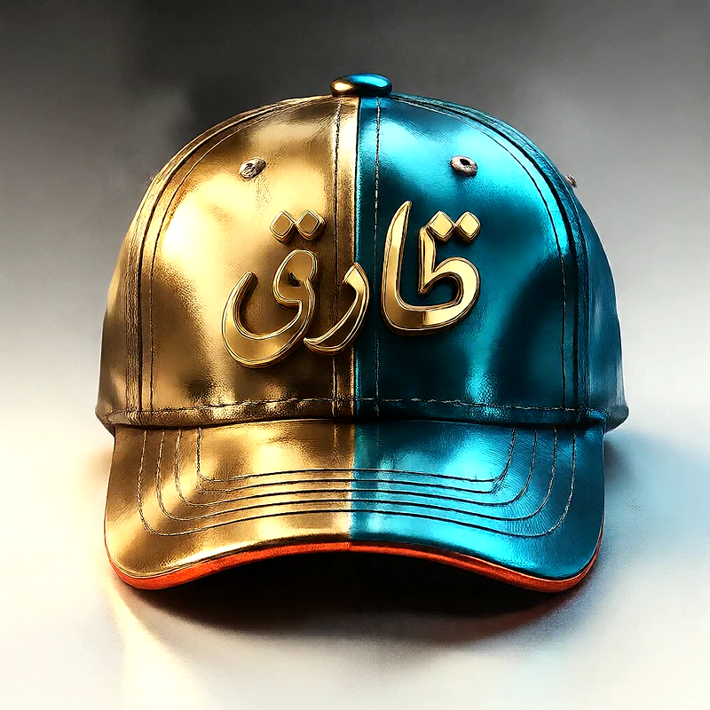 صورة اسم طارق على كاب ذهبي وأزرق فاخر | تصميم 3D احترافي للفيسبوك والواتساب