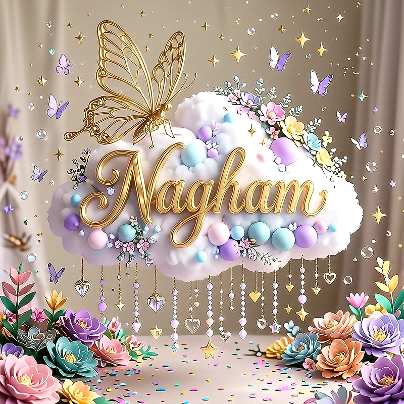 صورة اسم نغم رومانسية فخمة بالفراشات والزهور - صور للواتساب والفيسبوك والانستقرام