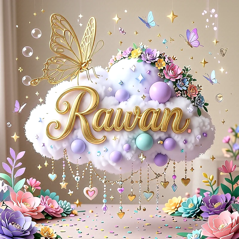 صورة اسم روان رومانسية فخمة بالفراشات والزهور - صور للواتساب والفيسبوك والانستقرام