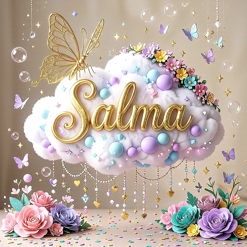 صورة اسم سلمى رومانسية فخمة بالفراشات والزهور - صور للواتساب والفيسبوك والانستقرام