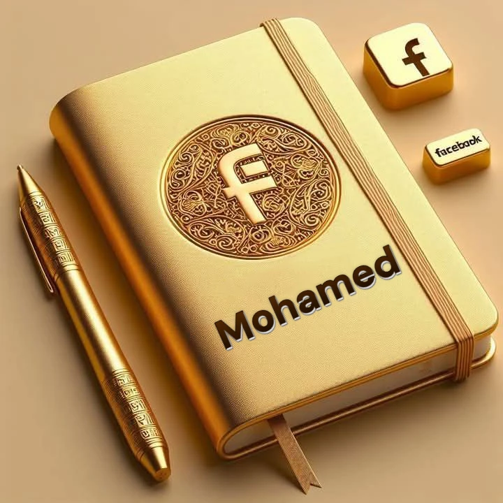 اجمل صور ذهبية فاخرة لاسم محمد مع شعار فيسبوك | تصميم 3D احترافي للبروفايل والغلاف