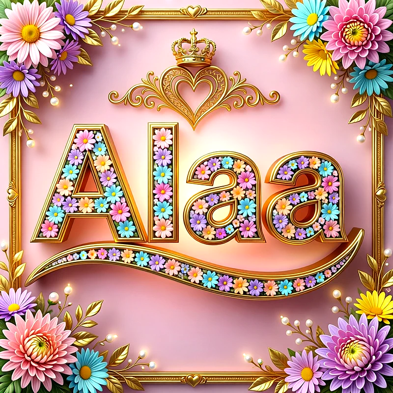 تحميل صورة اسم آلاء بالورد والذهب HD - أجمل خلفيات ورمزيات تهنئة بالأسماء