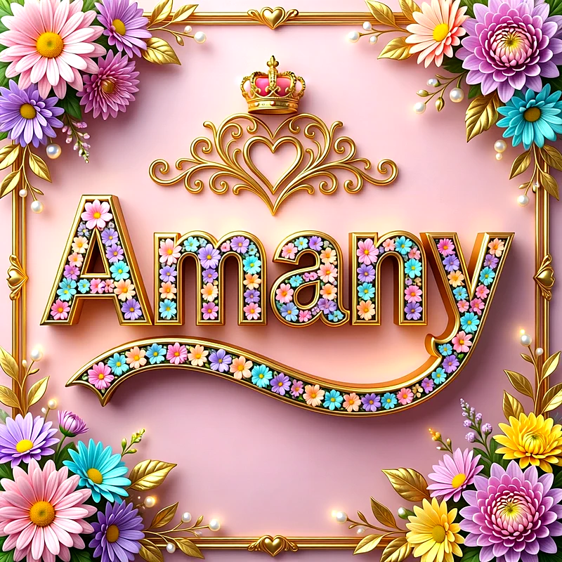 تحميل صورة اسم أماني بالورد والذهب HD - أجمل خلفيات ورمزيات تهنئة بالأسماء