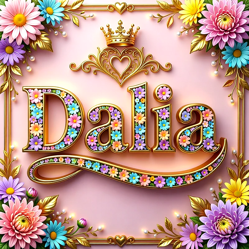 تحميل صورة اسم داليا بالورد والذهب HD - أجمل خلفيات ورمزيات تهنئة بالأسماء
