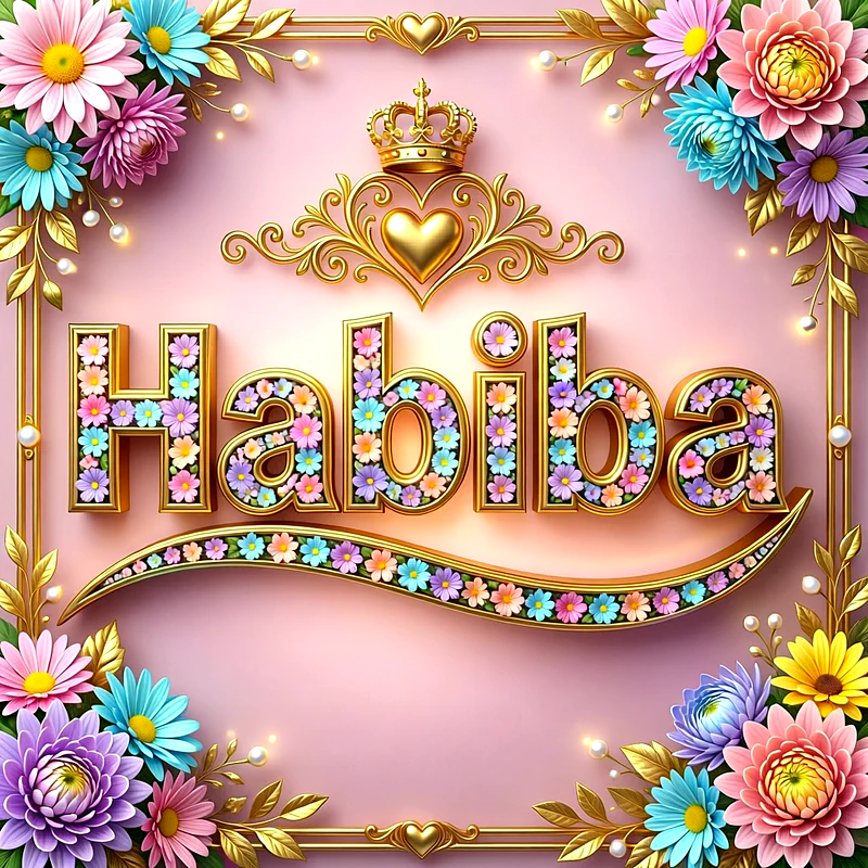 تحميل صورة اسم حبيبة بالورد والذهب HD - أجمل خلفيات ورمزيات تهنئة بالأسماء
