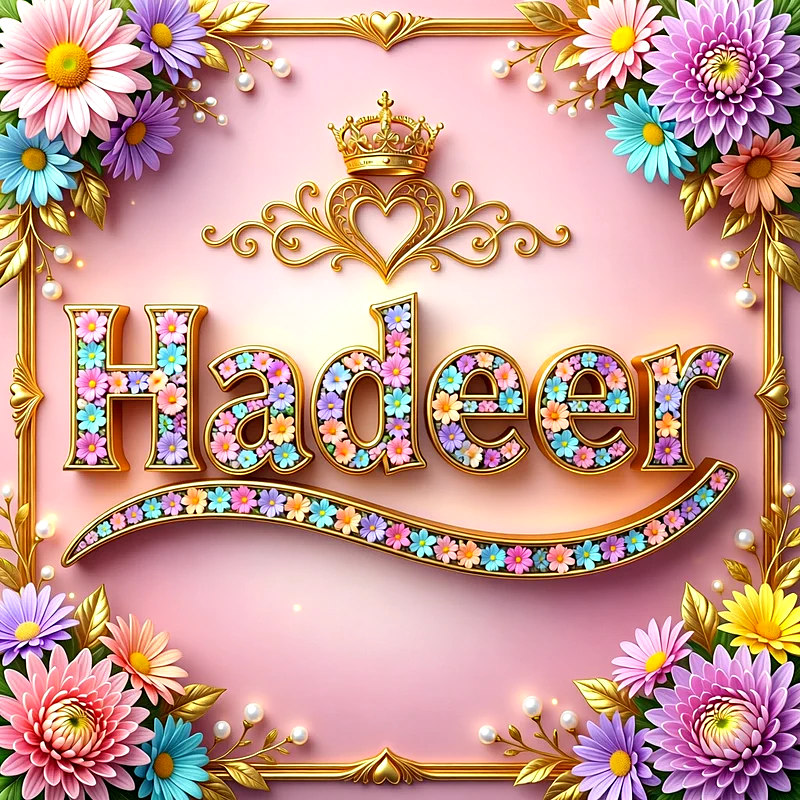تحميل صورة اسم هدير بالورد والذهب HD - أجمل خلفيات ورمزيات تهنئة بالأسماء