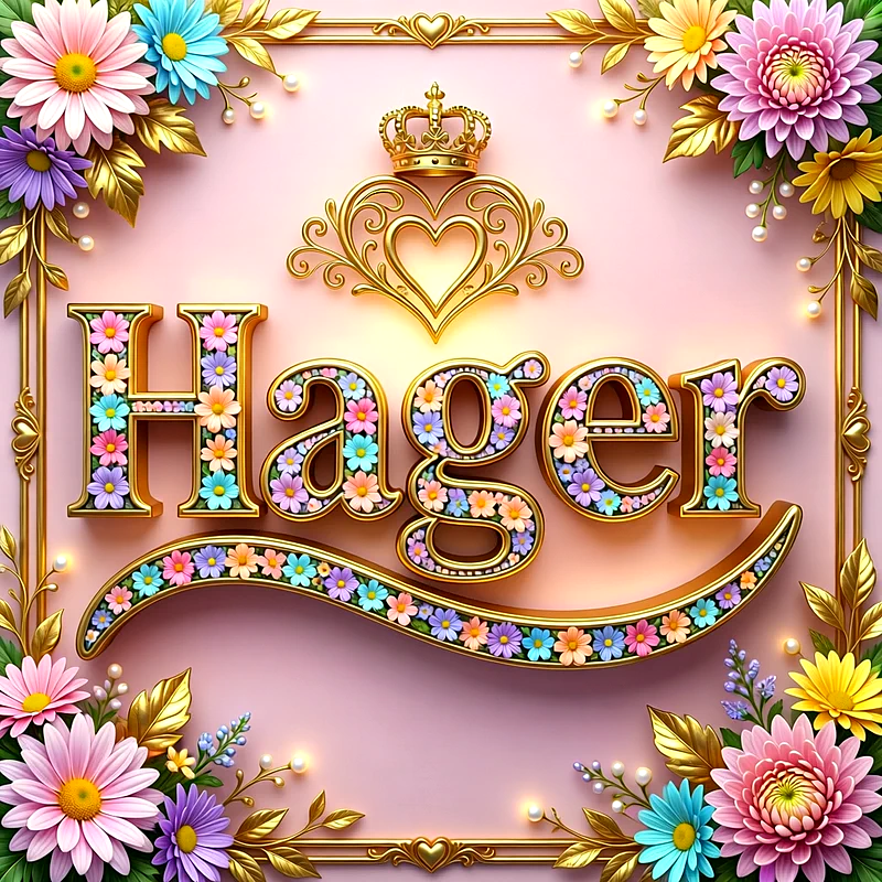 تحميل صورة اسم هاجر بالورد والذهب HD - أجمل خلفيات ورمزيات تهنئة بالأسماء