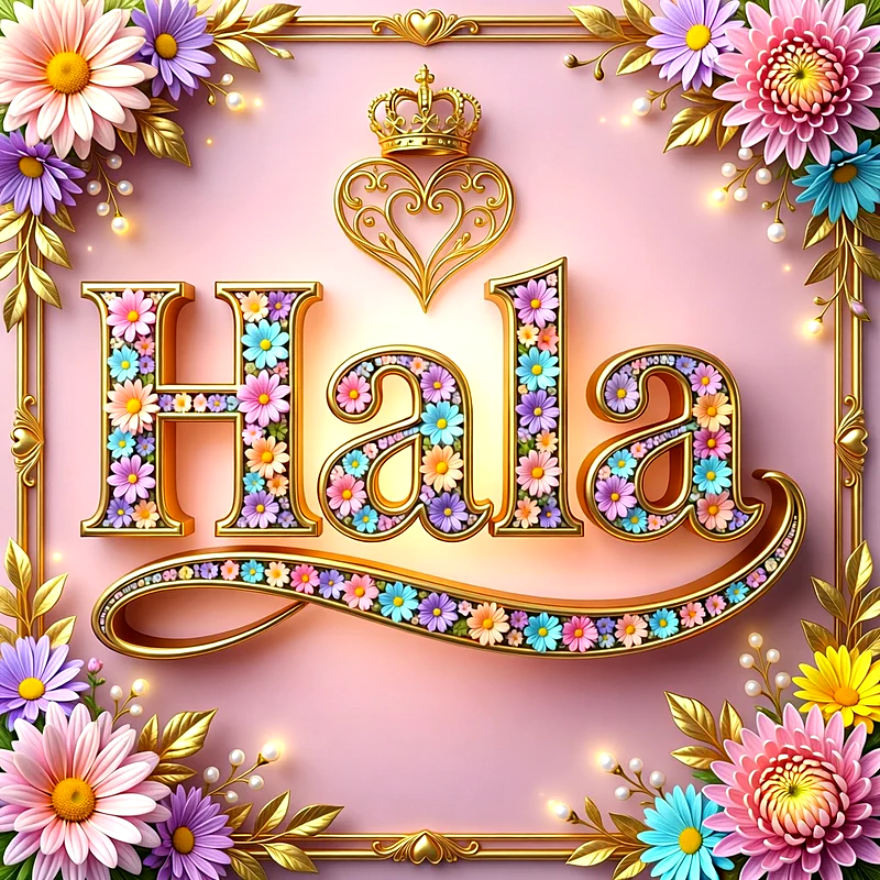 تحميل صورة اسم حلا بالورد والذهب HD - أجمل خلفيات ورمزيات تهنئة بالأسماء