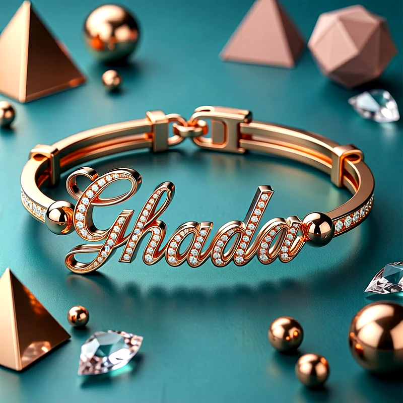 حمل الآن أجمل صورة تصميم اسم غادة محفور على إسورة ذهب مرصعة بالألماس بجودة عالية HD