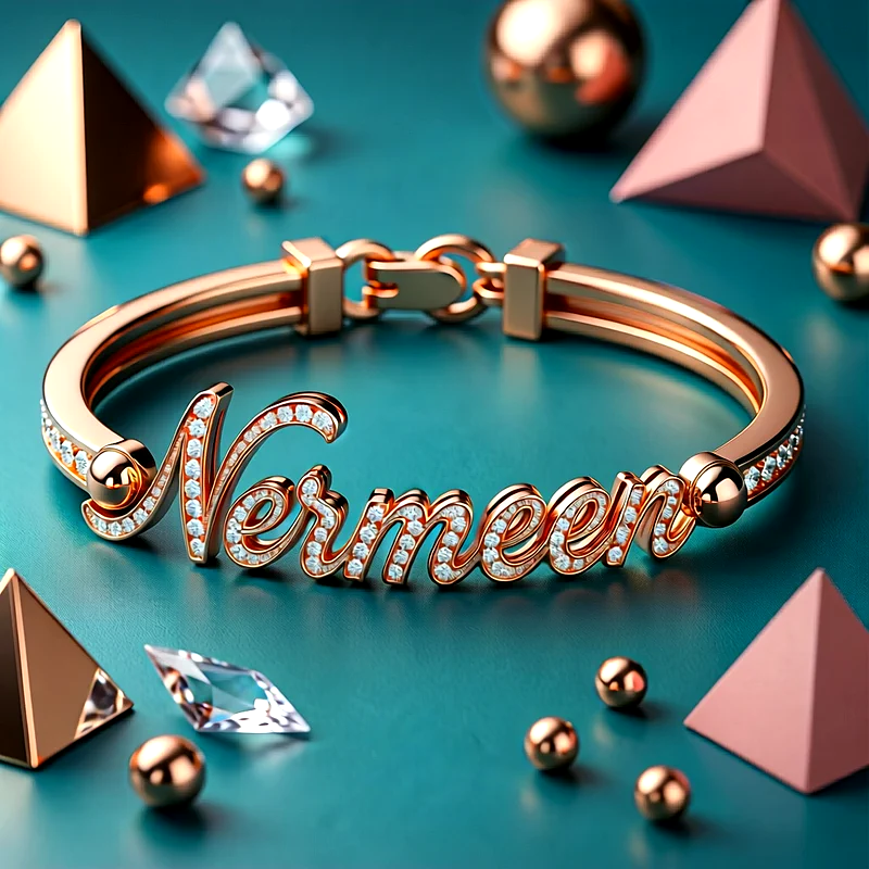 حمل الآن أجمل صورة تصميم اسم نرمين محفور على إسورة ذهب مرصعة بالألماس بجودة عالية HD