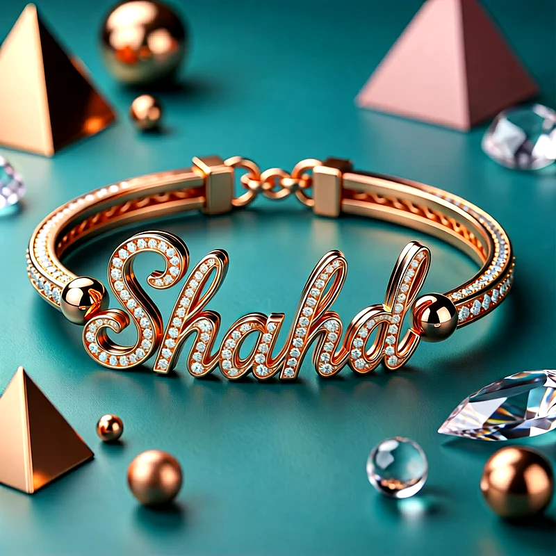 حمل الآن أجمل صورة تصميم اسم شهد محفور على إسورة ذهب مرصعة بالألماس بجودة عالية HD