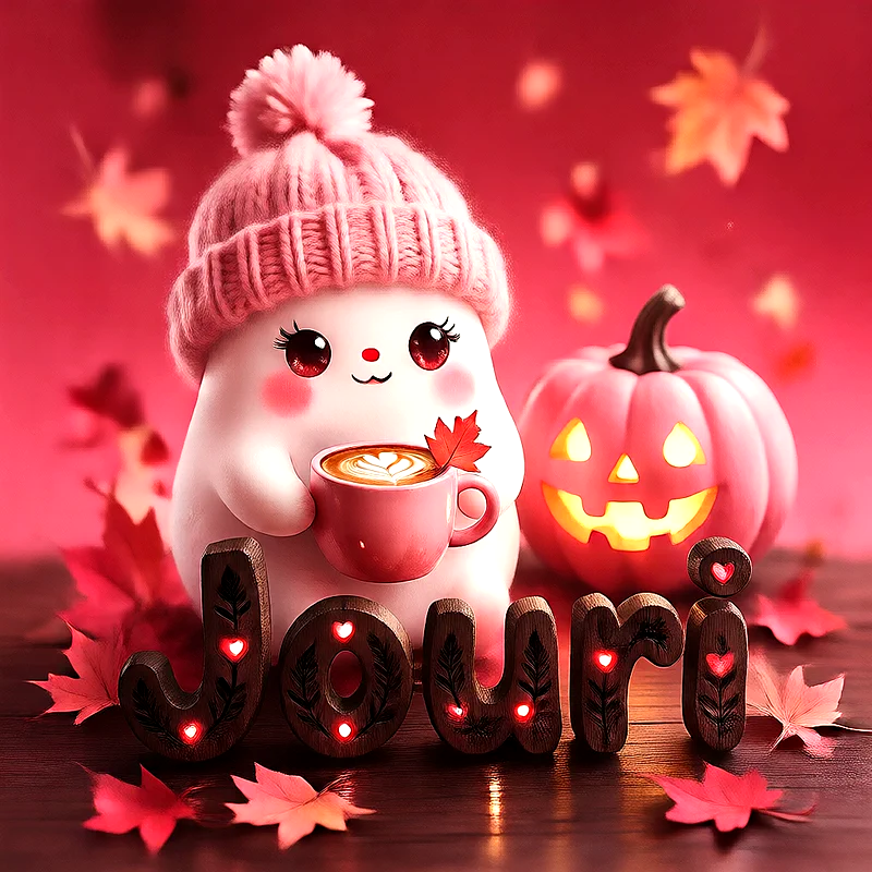 صورة اسم جوري بتصميم الشبح الكيوت وأجواء الهالوين الدافئة