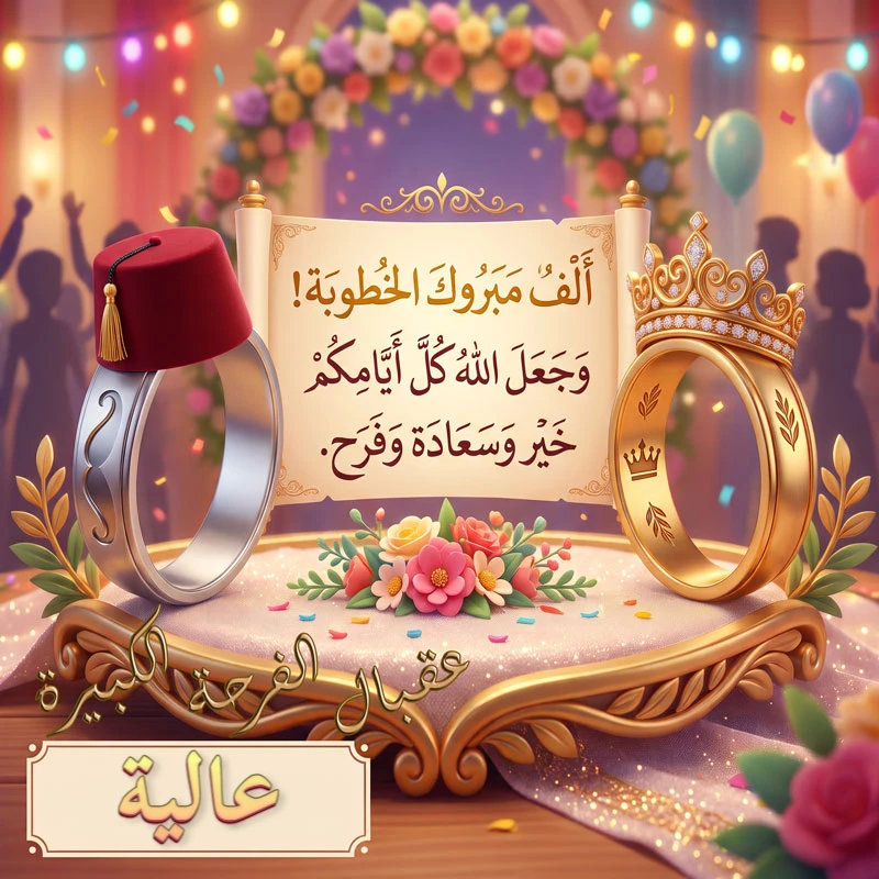 تحميل كارت مبروك الخطوبة باسم عالية للفيسبوك والواتساب