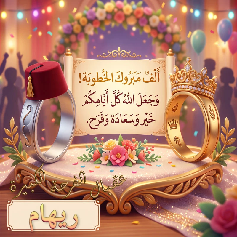 تحميل كارت مبروك الخطوبة باسم ريهام للفيسبوك والواتساب