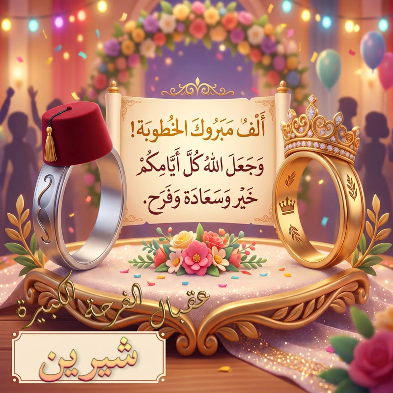 تحميل كارت مبروك الخطوبة باسم شيرين للفيسبوك والواتساب