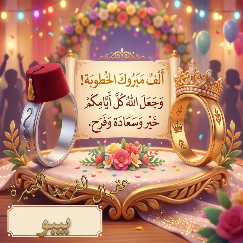 تحميل كارت مبروك الخطوبة باسم بيبو للفيسبوك والواتساب