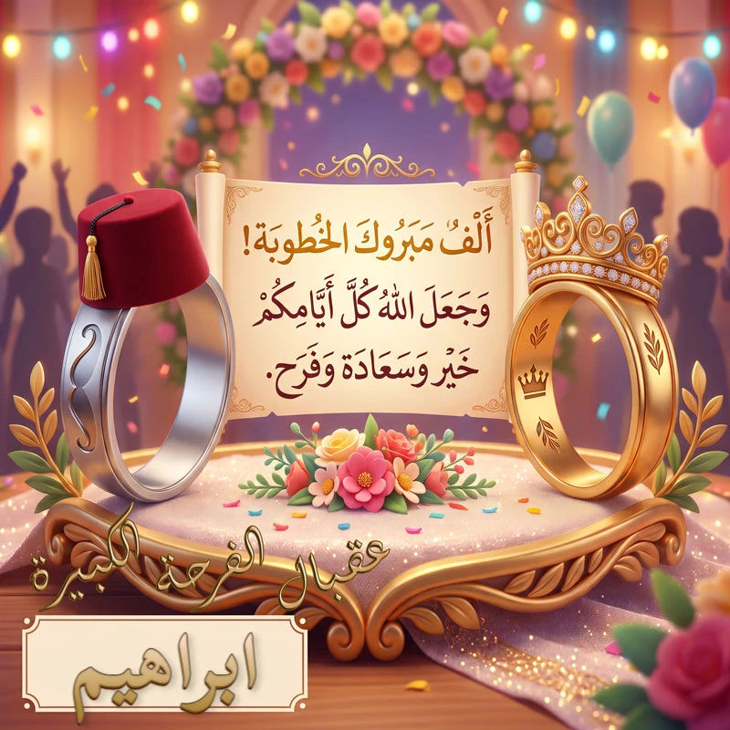 تحميل كارت مبروك الخطوبة باسم ابراهيم للفيسبوك والواتساب