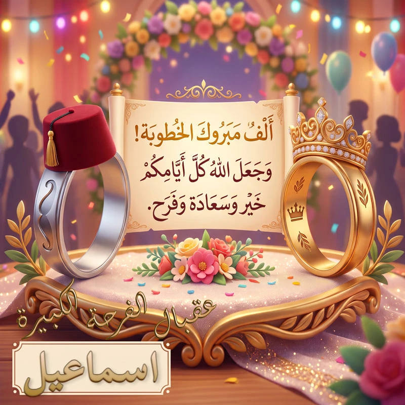 تحميل كارت مبروك الخطوبة باسم اسماعيل للفيسبوك والواتساب