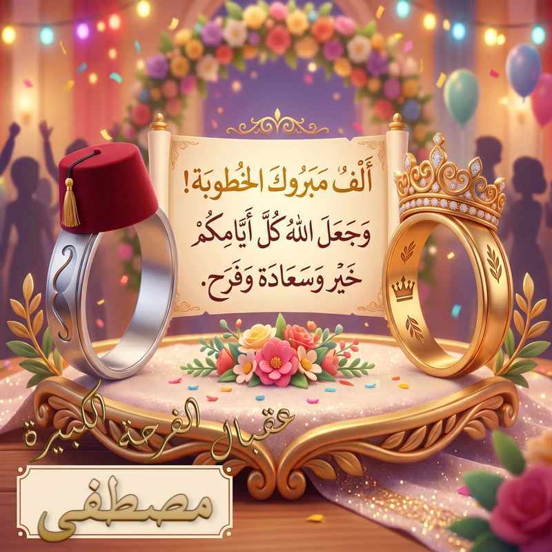 تحميل كارت مبروك الخطوبة باسم مصطفى للفيسبوك والواتساب