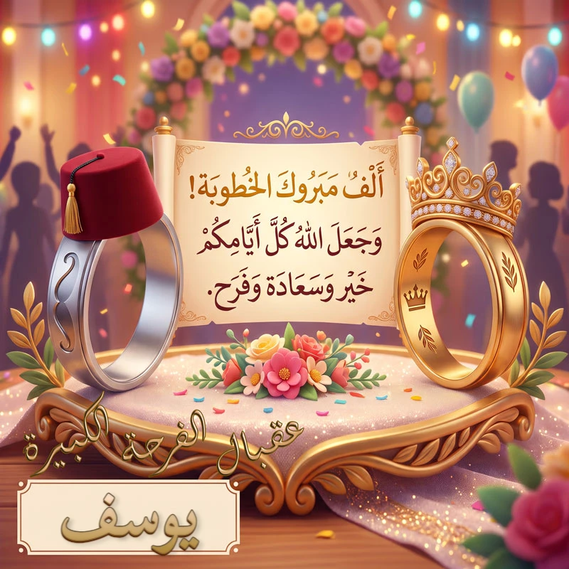 تحميل كارت مبروك الخطوبة باسم يوسف للفيسبوك والواتساب