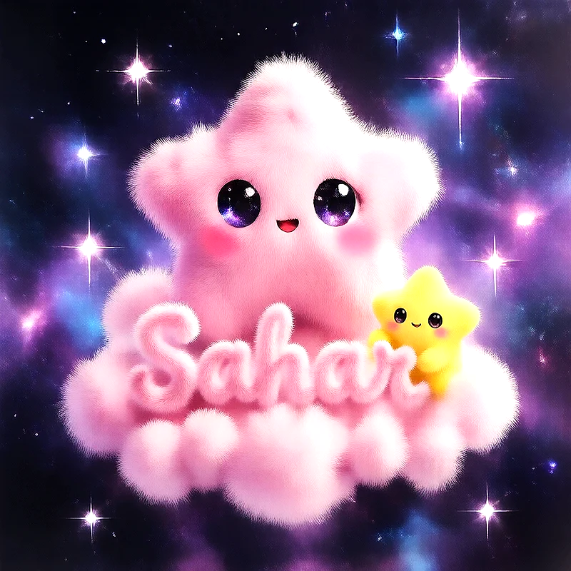 صورة اسم سحر بتصميم النجمة الصغيرة الحالمة وسط الفضاء الملون