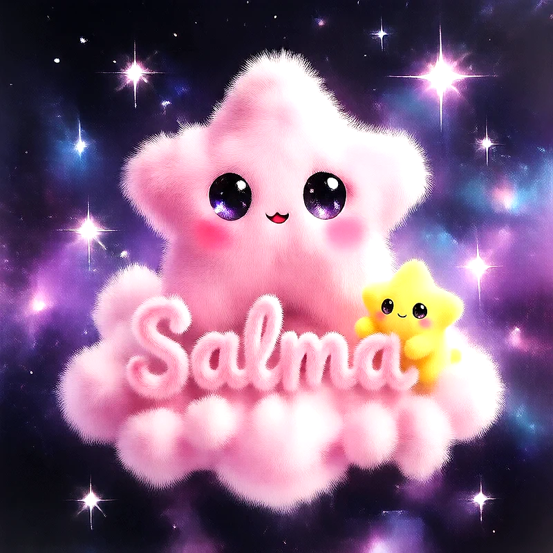 صورة اسم سلمى بتصميم النجمة الصغيرة الحالمة وسط الفضاء الملون
