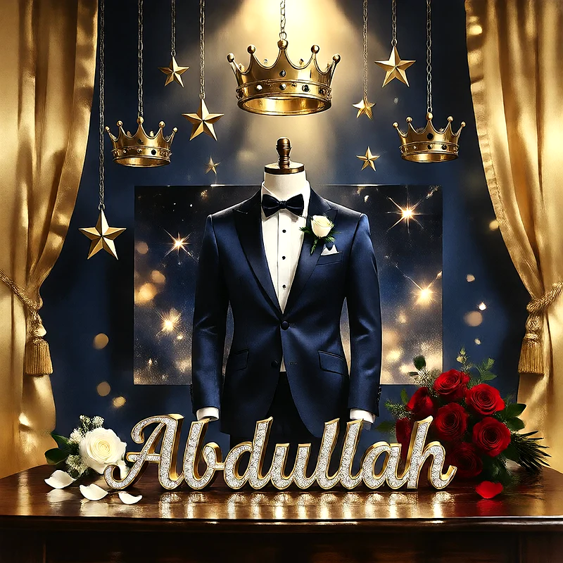 تحميل صورة فرح اوخطوبة باسم عبدالله بدلة زفاف ملكية للفيسبوك والواتساب