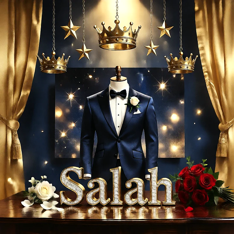 تحميل صورة فرح اوخطوبة باسم صلاح بدلة زفاف ملكية للفيسبوك والواتساب