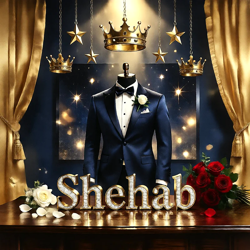 تحميل صورة فرح اوخطوبة باسم شهاب بدلة زفاف ملكية للفيسبوك والواتساب