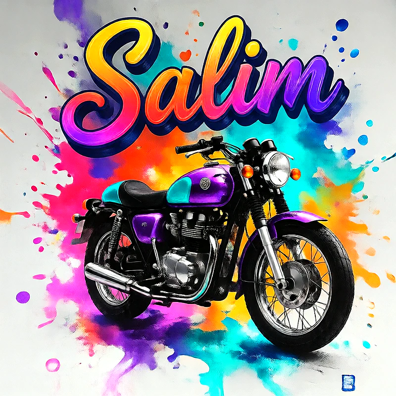 صور اسم سليم بخط ملون متدرج على موتوسيكل بنفسجي | تصميم موتوسيكل 3D للفيسبوك والواتساب