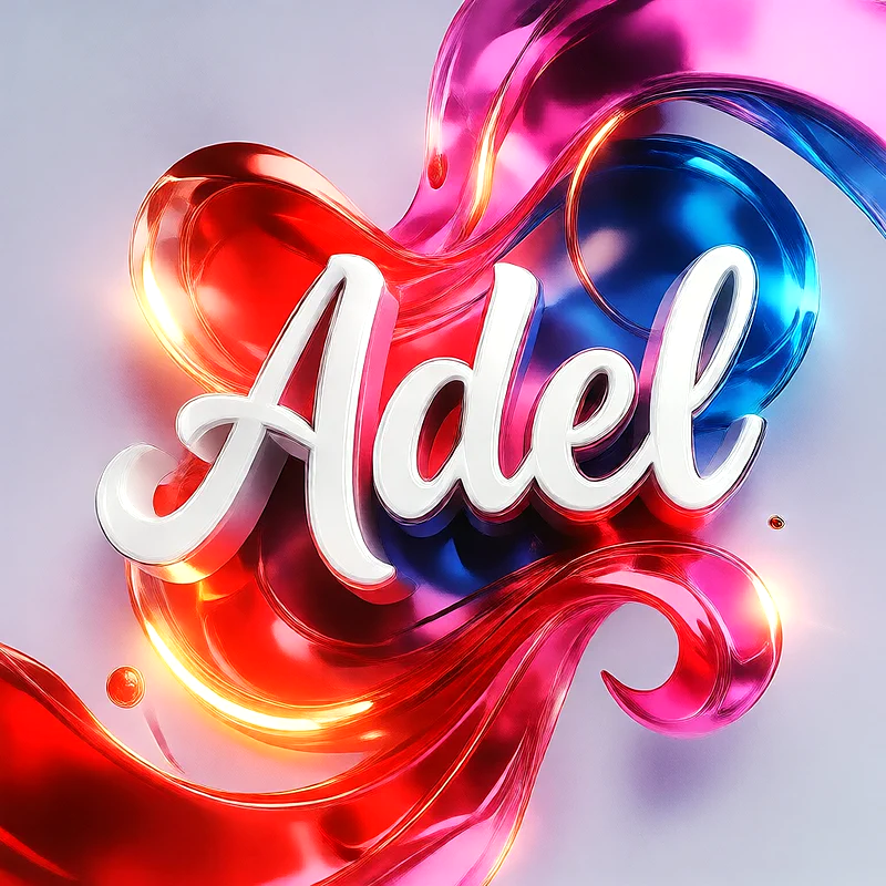 تحميل صورة اسم عادل بخط انجليزي أنيق تصميم 3D فاخر للفيسبوك والواتساب