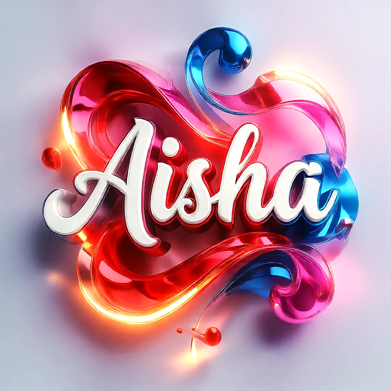 تحميل صورة اسم عائشة بخط انجليزي أنيق تصميم 3D فاخر للفيسبوك والواتساب